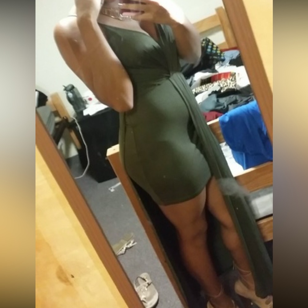 Elegant Olive Green Dress